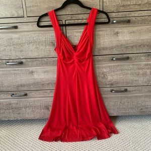 Red flowy tank top dress